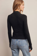 Stretch Ribbed Mock Neck Top FT0063