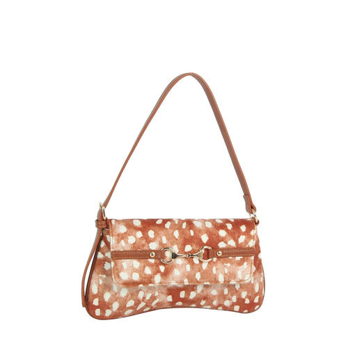 Fawn Spotted Horsebit Flap Shoulder Bag