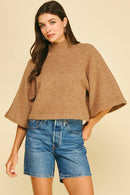 Wide Sleeve Mock Neck Sweater
