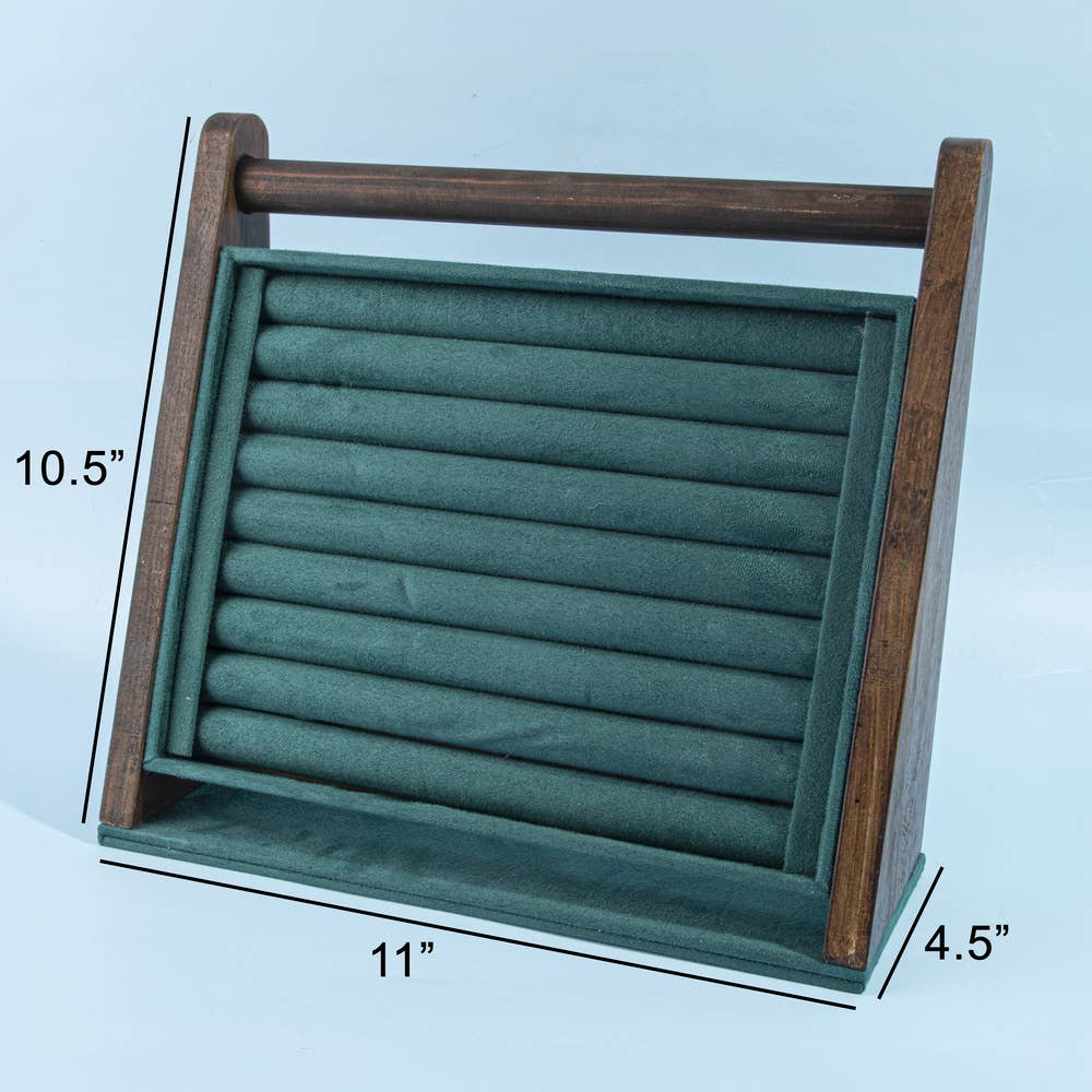 Wood Frame Velvet Ring Display Stand