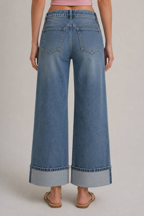Front Seam Wide Leg Jeans