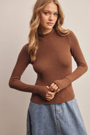 Stretch Ribbed Mock Neck Top FT0063