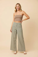 Railroad Stripe Wide Leg Pants – Red & Green