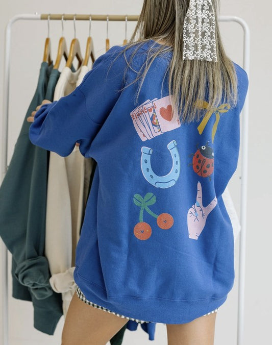 How Lucky Crewneck (Blue)