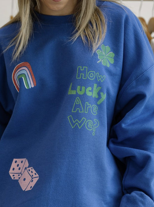 How Lucky Crewneck (Blue)