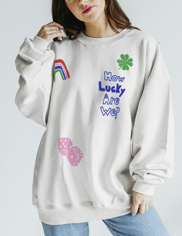 How Lucky Crewneck (White)