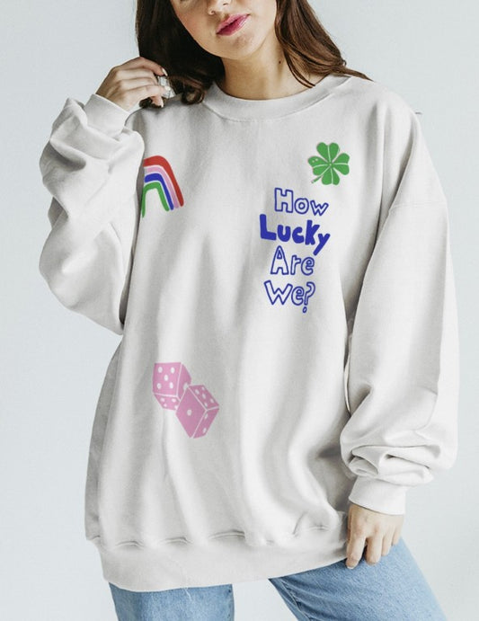 How Lucky Crewneck (White)