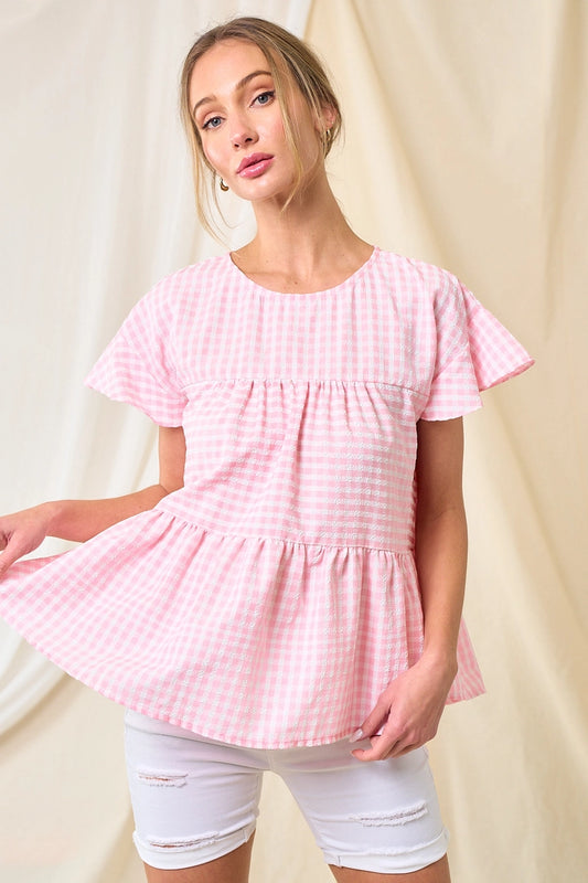 Pink Seersucker Blouse