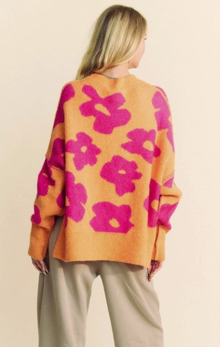 Orange & Pink Flower Sweater
