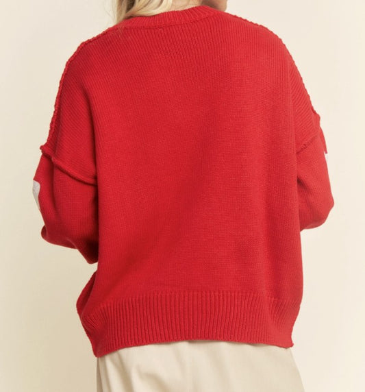 Plus Size Red Bow Sweater