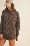 Soft Brushed Pin Stripe Knit Pullover N Shorts