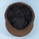 Paneled Vegan Leather Newsboy Cabbie Hat