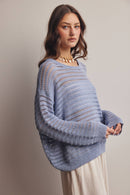 Open-Knit Stripe Sweater Top FSW0056