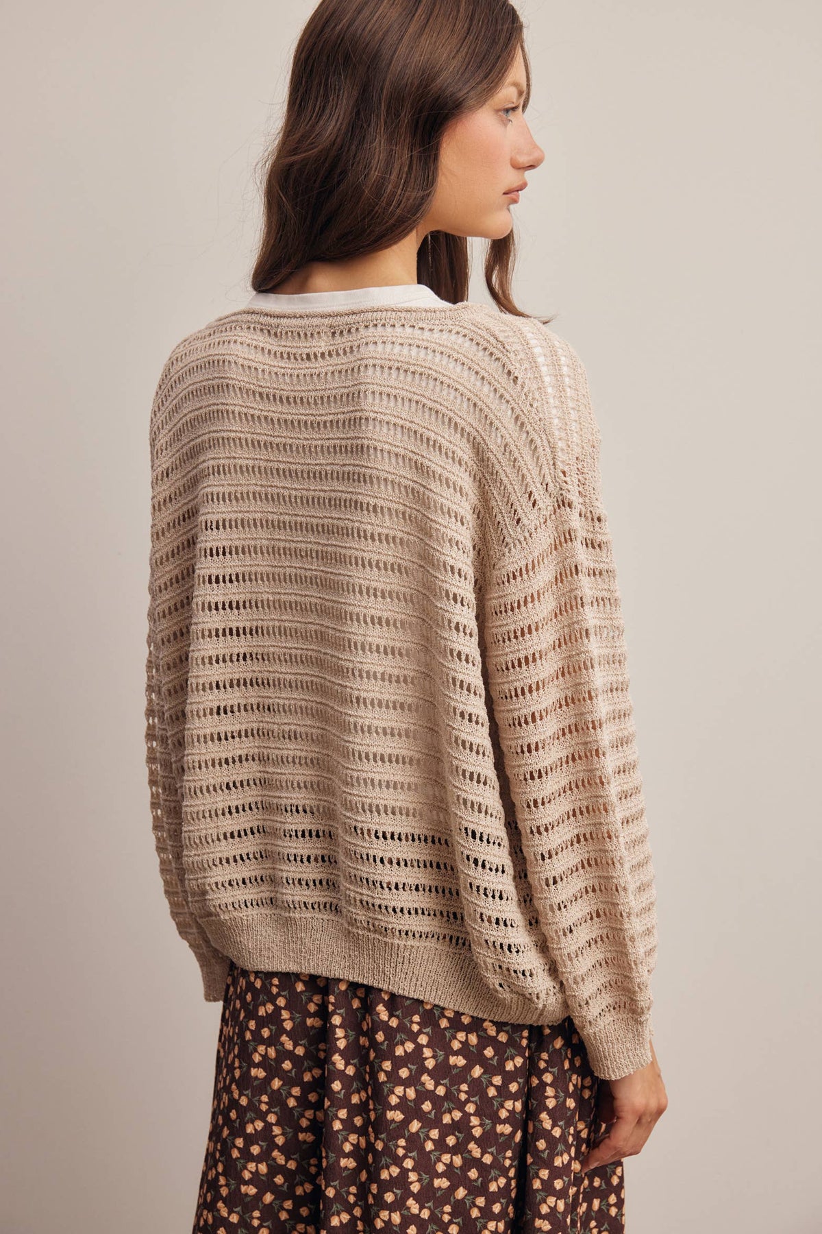 Open-Knit Stripe Sweater Top FSW0056