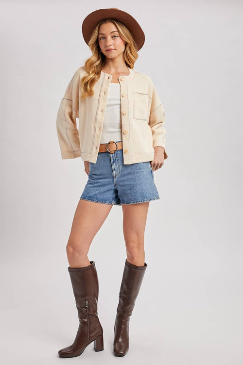 BUTTON DOWN BOXY KNIT CARDIGAN