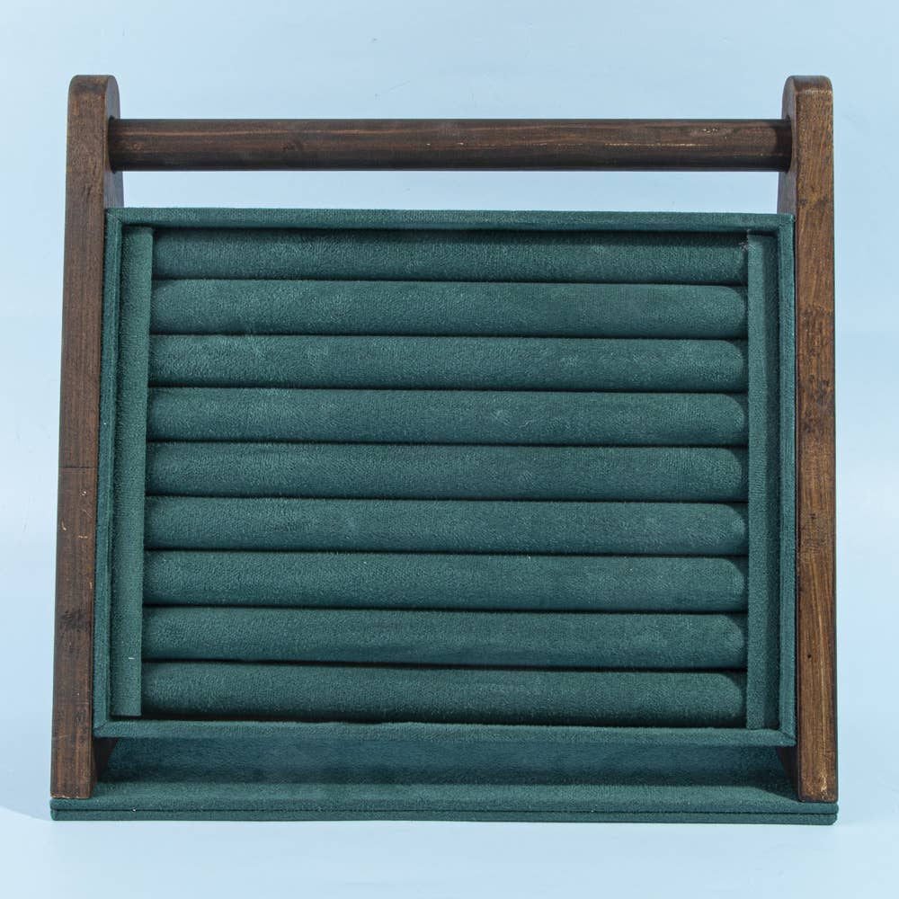 Wood Frame Velvet Ring Display Stand