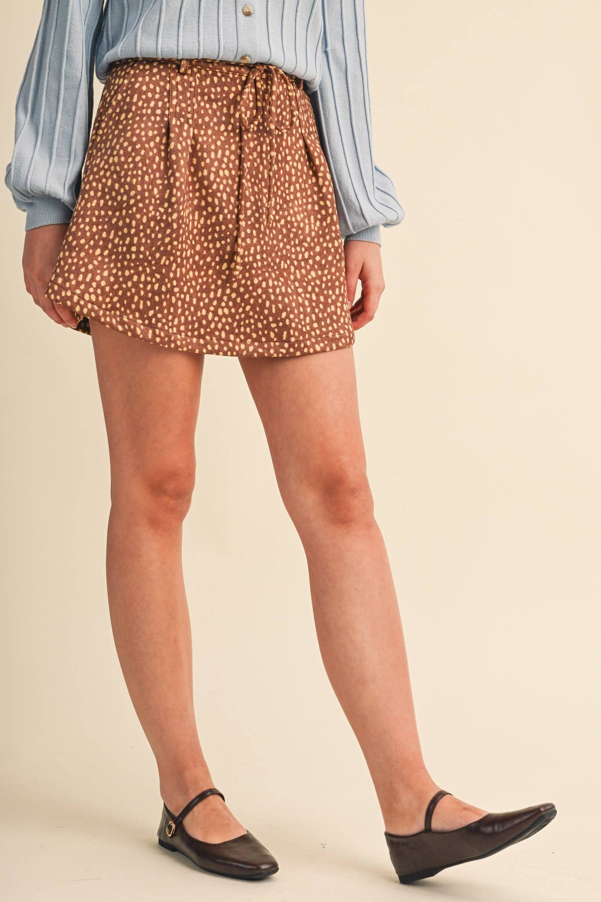 Fawn Print High Waist Skort