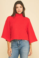 Wide Sleeve Mock Neck Sweater