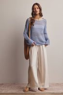 Open-Knit Stripe Sweater Top FSW0056