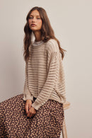Open-Knit Stripe Sweater Top FSW0056
