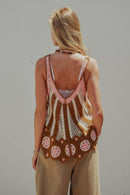 Floral Motif Open-Knit Crochet Tank