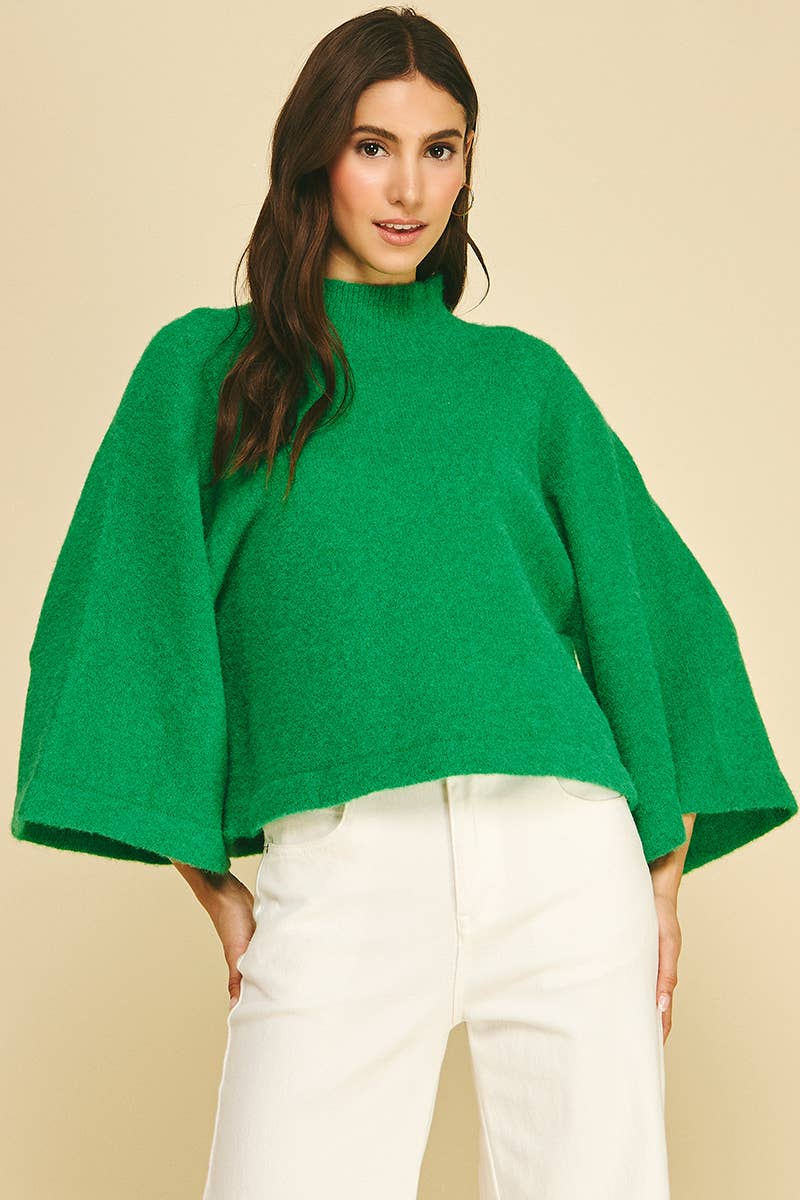 Wide Sleeve Mock Neck Sweater
