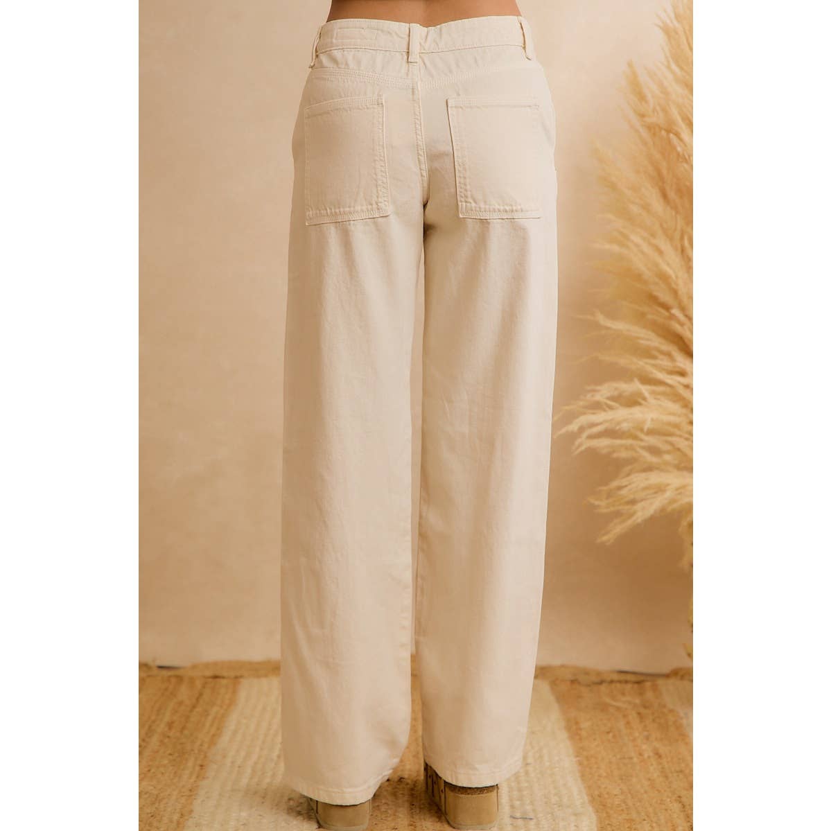 Grommet Detail High Waist Wide Leg Pants