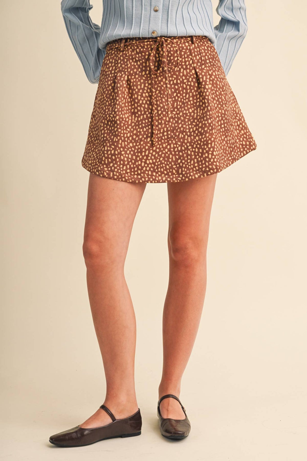 Fawn Print High Waist Skort