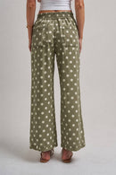 Polka Dot Drawstring Wide Leg Pants