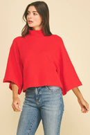 Wide Sleeve Mock Neck Sweater