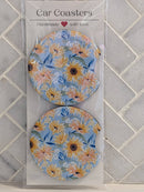Blue Sunflower Car Coasters