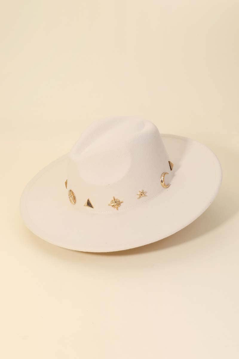 Studded Sun Moon & Star Fedora