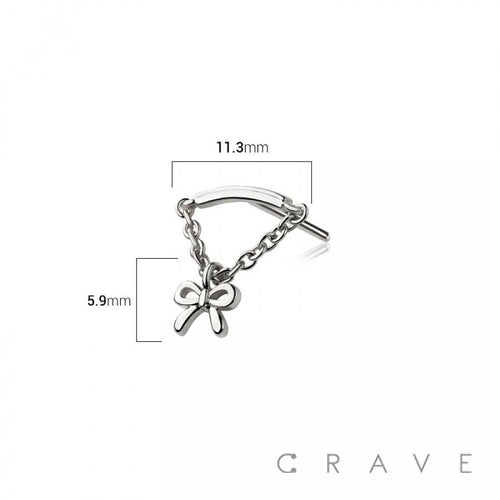 316L SURGICAL STEEL THREADLESS PUSH IN RIBBON CHAIN DANGLE D