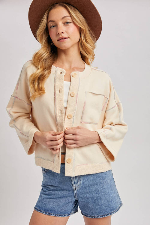 BUTTON DOWN BOXY KNIT CARDIGAN