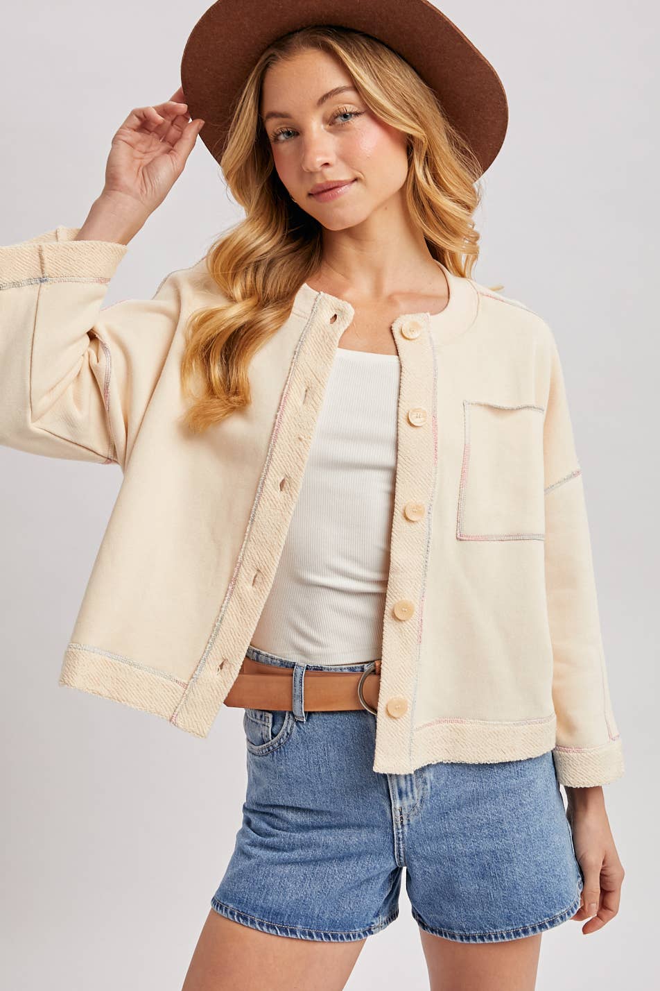 BUTTON DOWN BOXY KNIT CARDIGAN