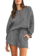Soft Brushed Pin Stripe Knit Pullover N Shorts