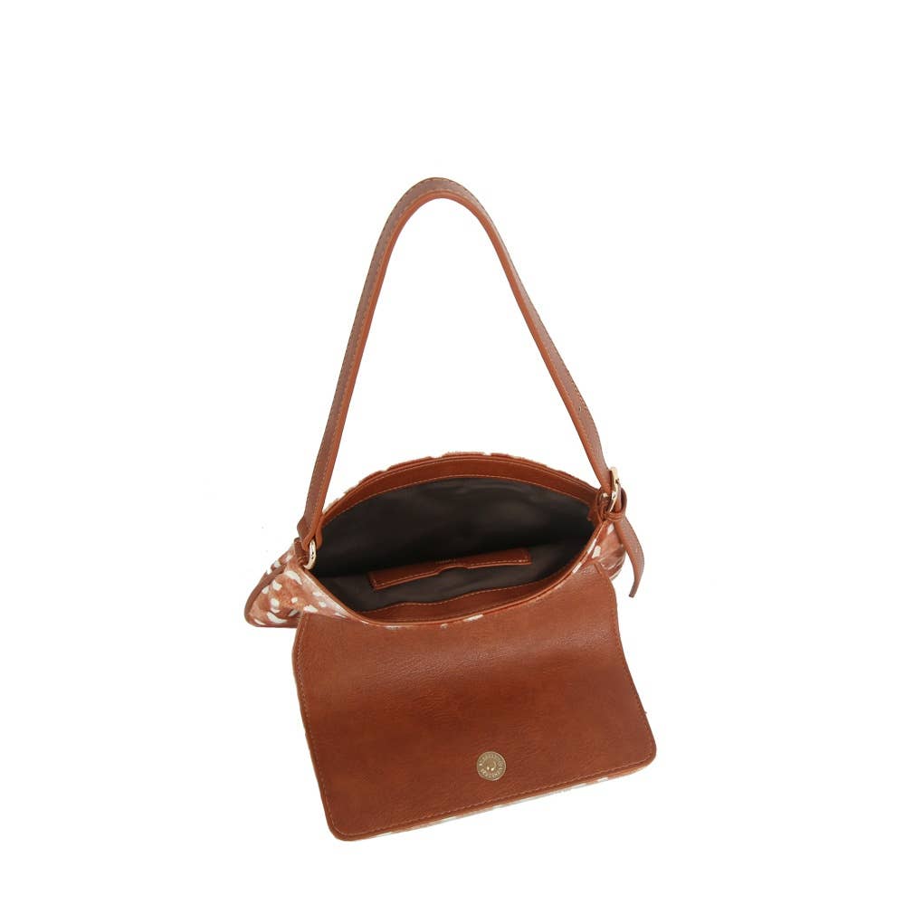 Fawn Spotted Horsebit Flap Shoulder Bag