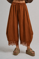 Lace Trim Balloon Leg Pants