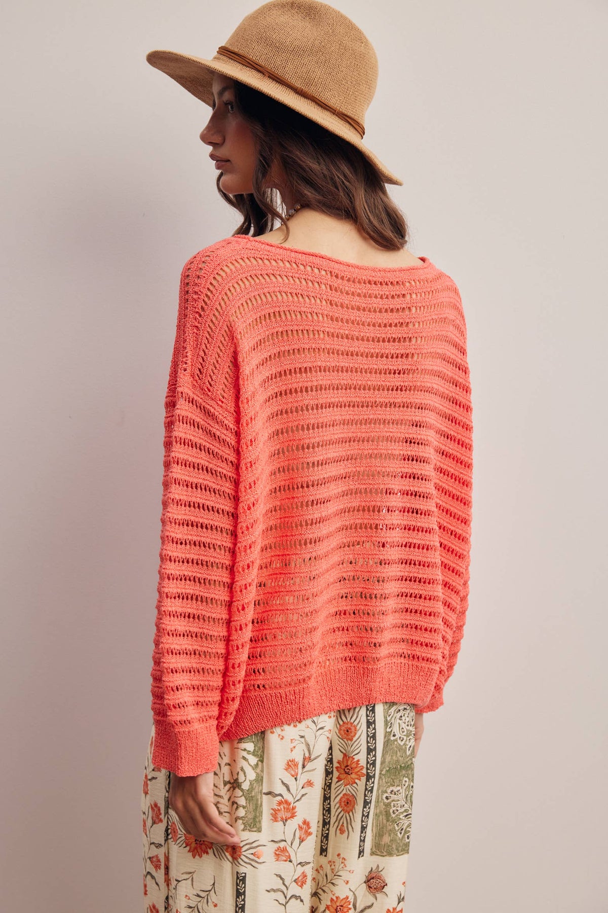 Open-Knit Stripe Sweater Top FSW0056