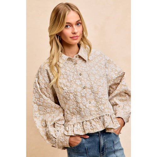 Floral Ruffled Hem Shirt Top