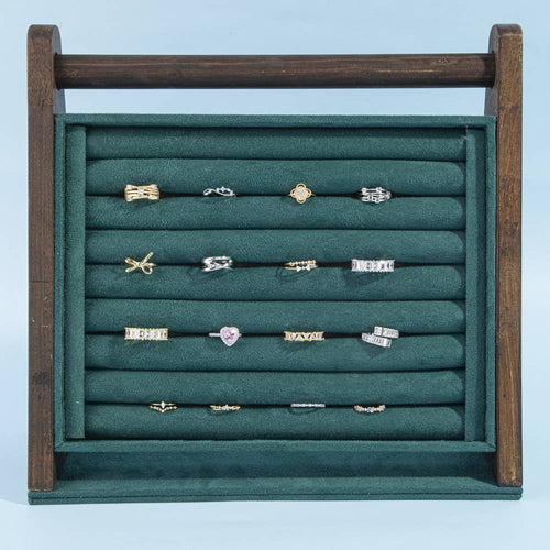 Wood Frame Velvet Ring Display Stand