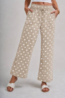 Polka Dot Drawstring Wide Leg Pants