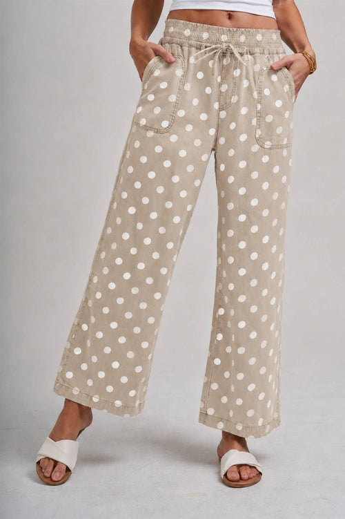 Polka Dot Drawstring Wide Leg Pants
