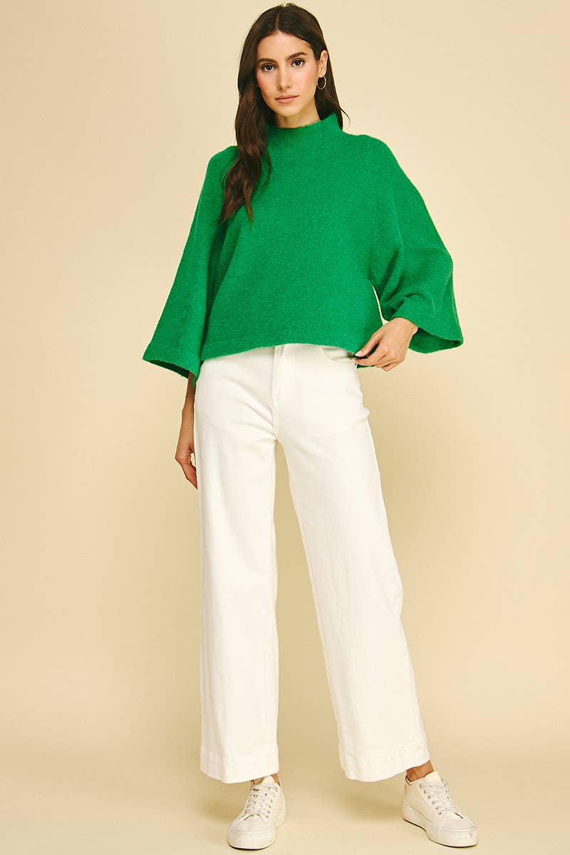 Wide Sleeve Mock Neck Sweater