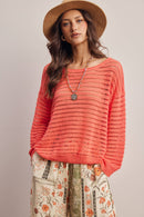 Open-Knit Stripe Sweater Top FSW0056