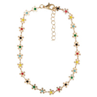 Gold Multicolor Daisy Chain Anklet