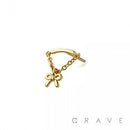 316L SURGICAL STEEL THREADLESS PUSH IN RIBBON CHAIN DANGLE D