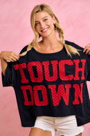 GAMEDAY THEME POLKA DOT PATCHES SHORT SLEEVES TOP