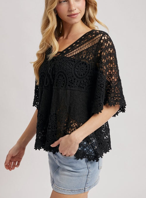 Callie Black Boho Top