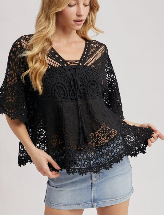 Callie Black Boho Top